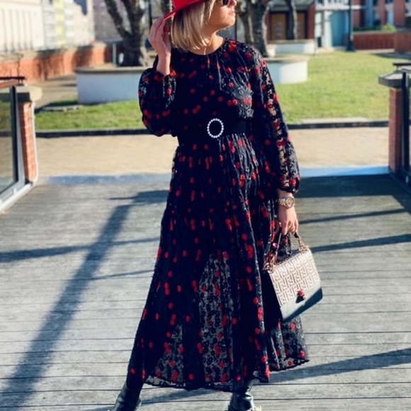 🌹NWT Zara Oversized Dress W Floral Embroidery🌹 - Picture 16 of 16